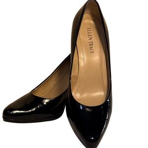 Ellen Tracy Pumps Cody 8.5M Black Patent Leather Pointed Toe
